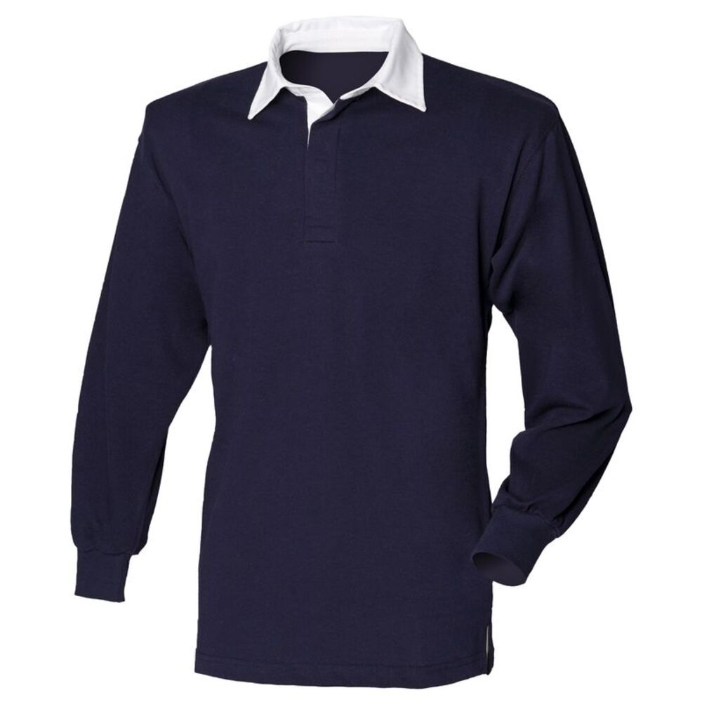 Front Row Long Sleeve Classic Rugby Sports Cotton Plain Polo Shirt /T-Shirt /Top